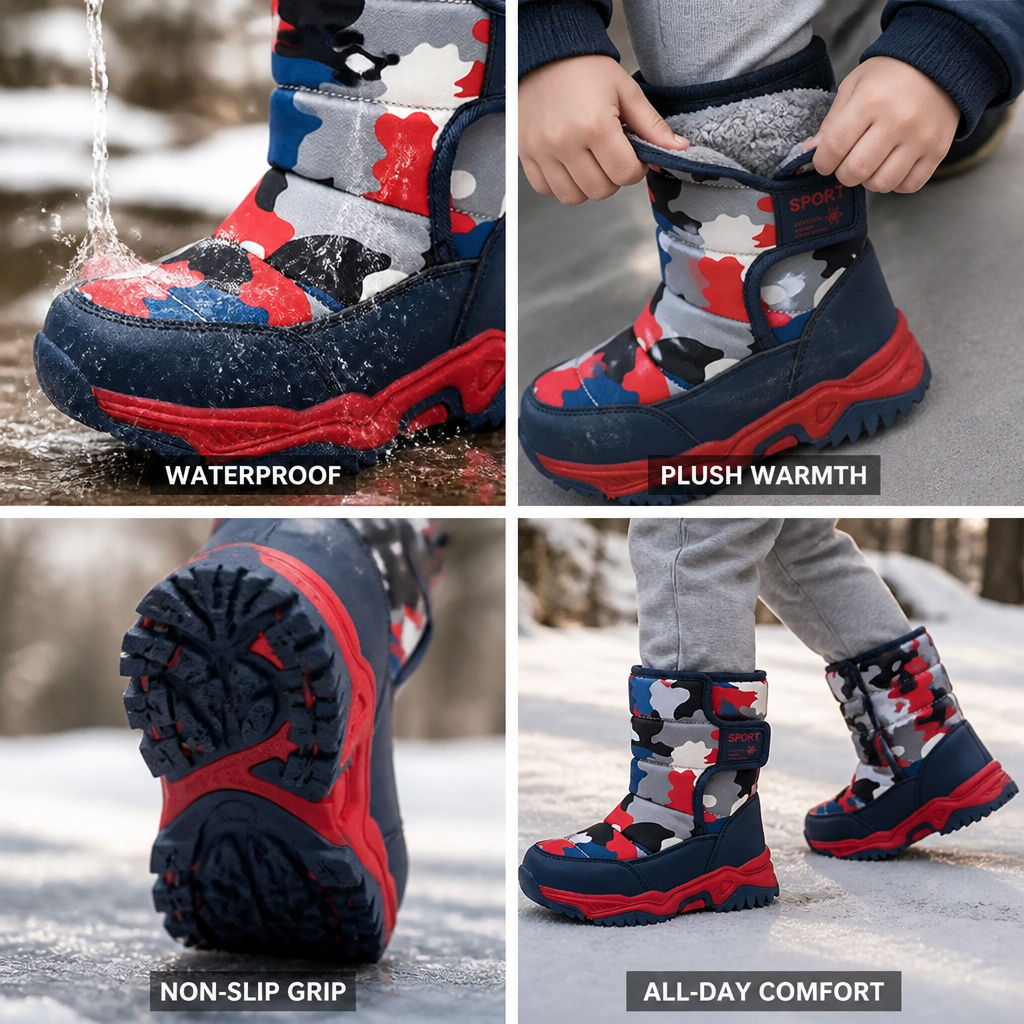 Waterproof Plush-Lined Non-Slip Snow Boots (Kids)