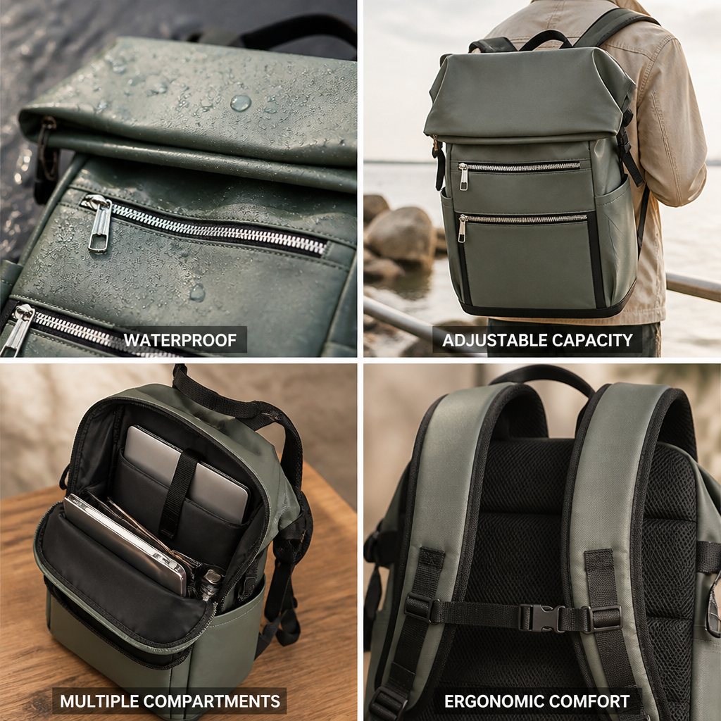 Waterproof Roll-Top Backpack (Ergonomic Straps)