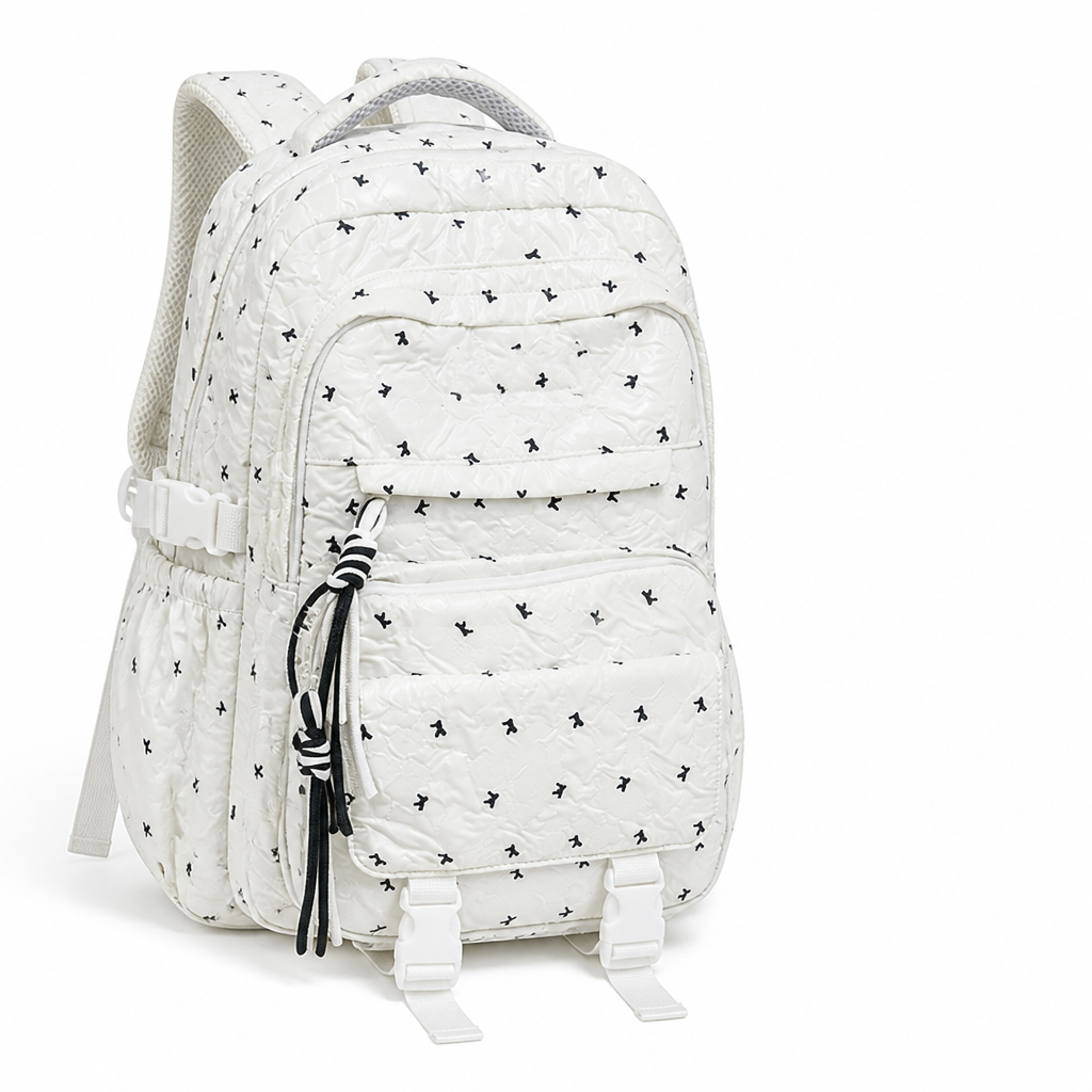 Wear-Resistant Quilted Multi-Compartment School Backpack (Padded Straps)