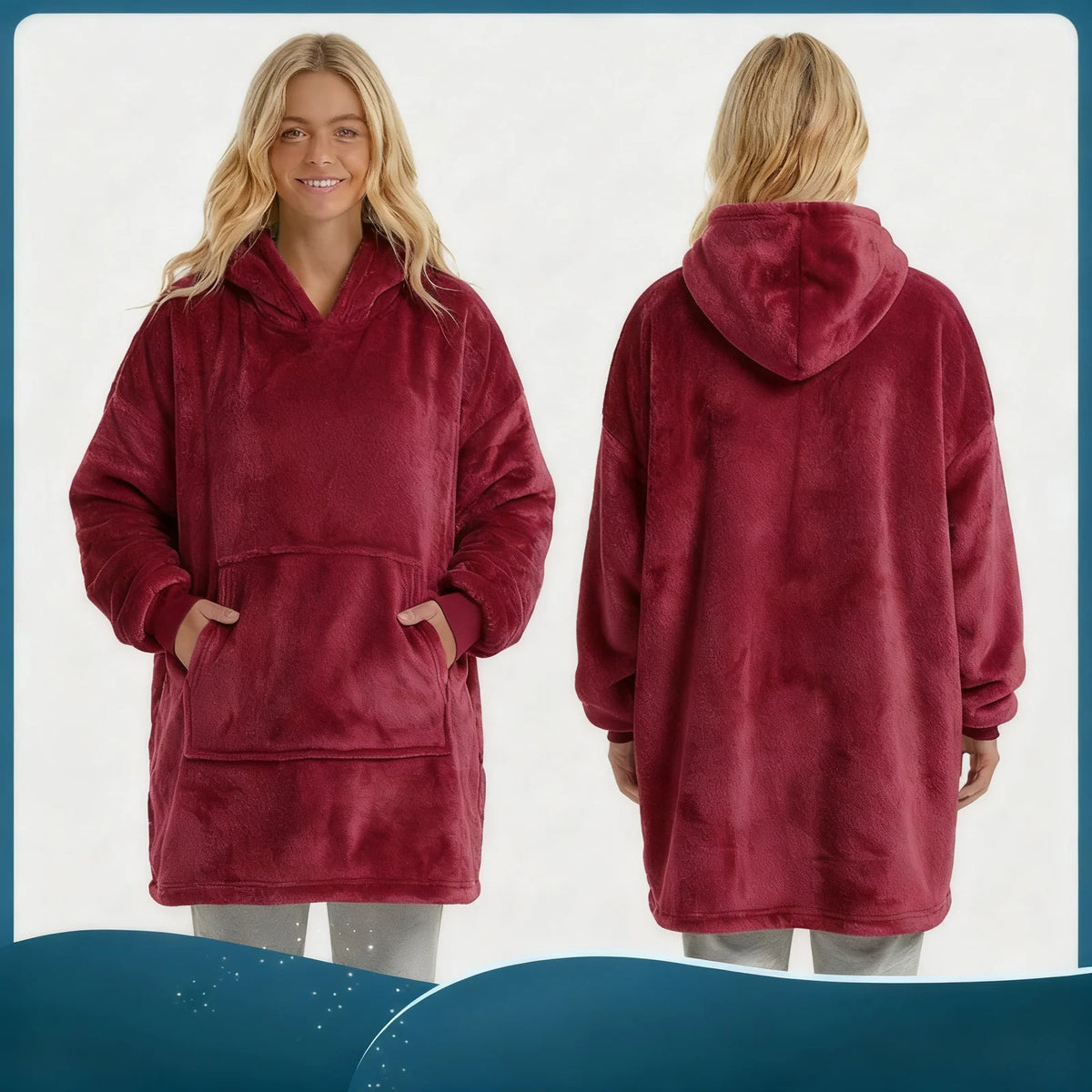 Wearable Blanket Hooded Polyester Fleece Washable