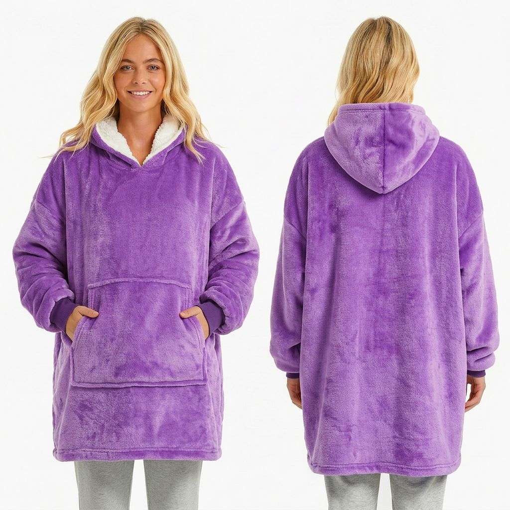 Wearable Blanket Hooded Polyester Fleece Washable