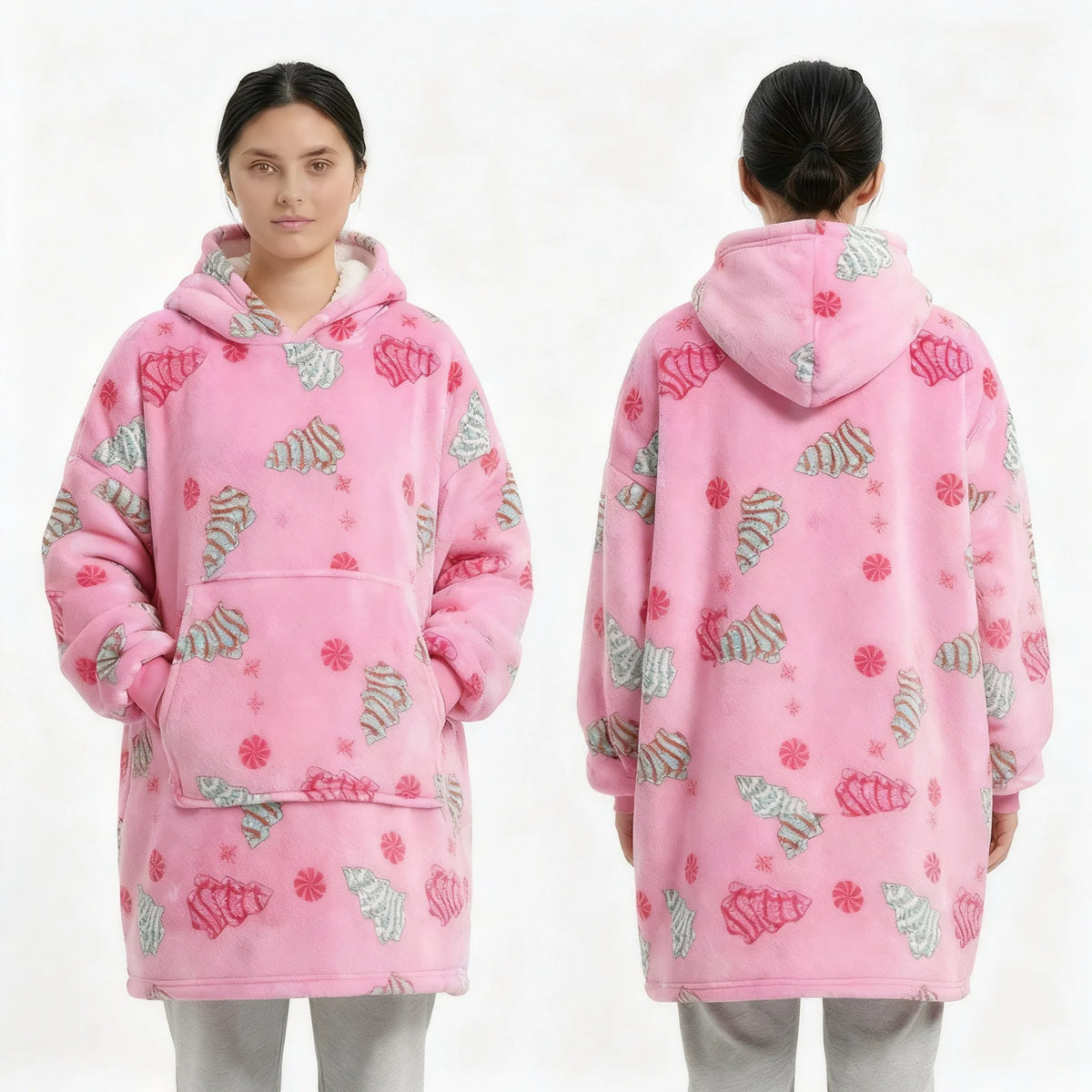Wearable Blanket Hooded Polyester Fleece Washable