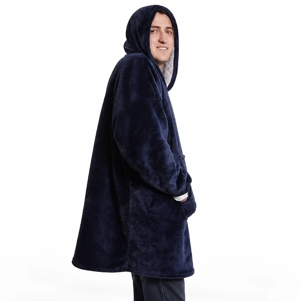 Wearable Blanket Sherpa Fleece Oversized Hood & Pocket