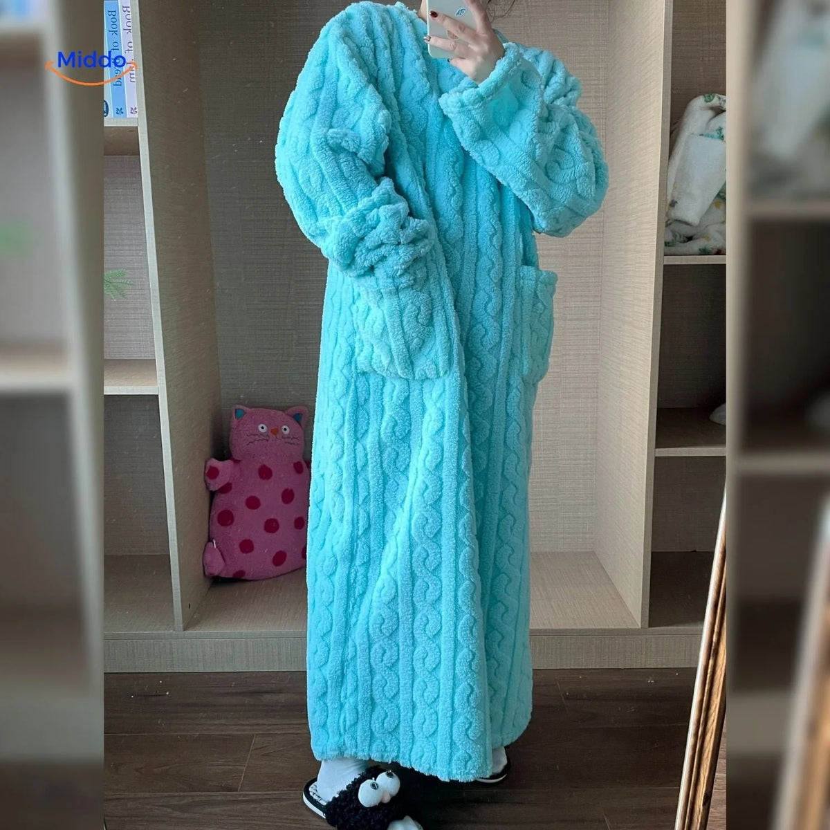 Wearable Blanket Soft Fleece Long Sleeves & Front Pockets