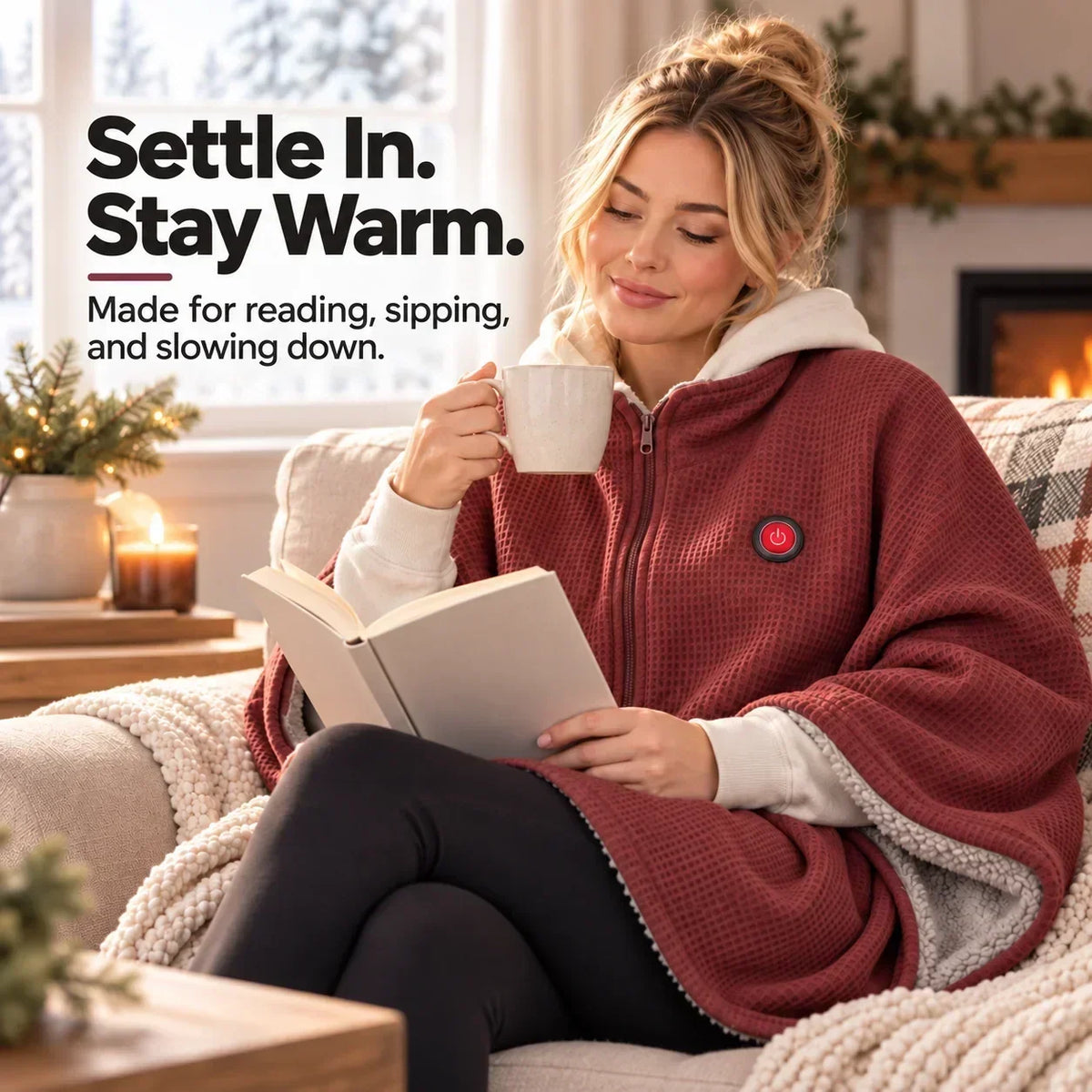 Wearable Heated Blanket USB-Powered 3 Heat Levels Hands-Free Design