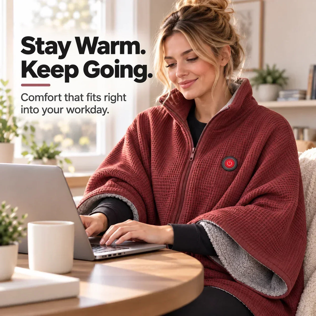Wearable Heated Blanket USB-Powered 3 Heat Levels Hands-Free Design