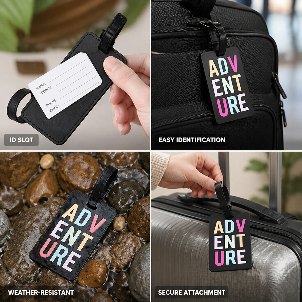 Weather-Resistant Adventure Print Luggage Tag (Secure Strap & ID Slot)