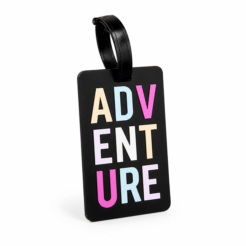 Weather-Resistant Adventure Print Luggage Tag (Secure Strap & ID Slot)