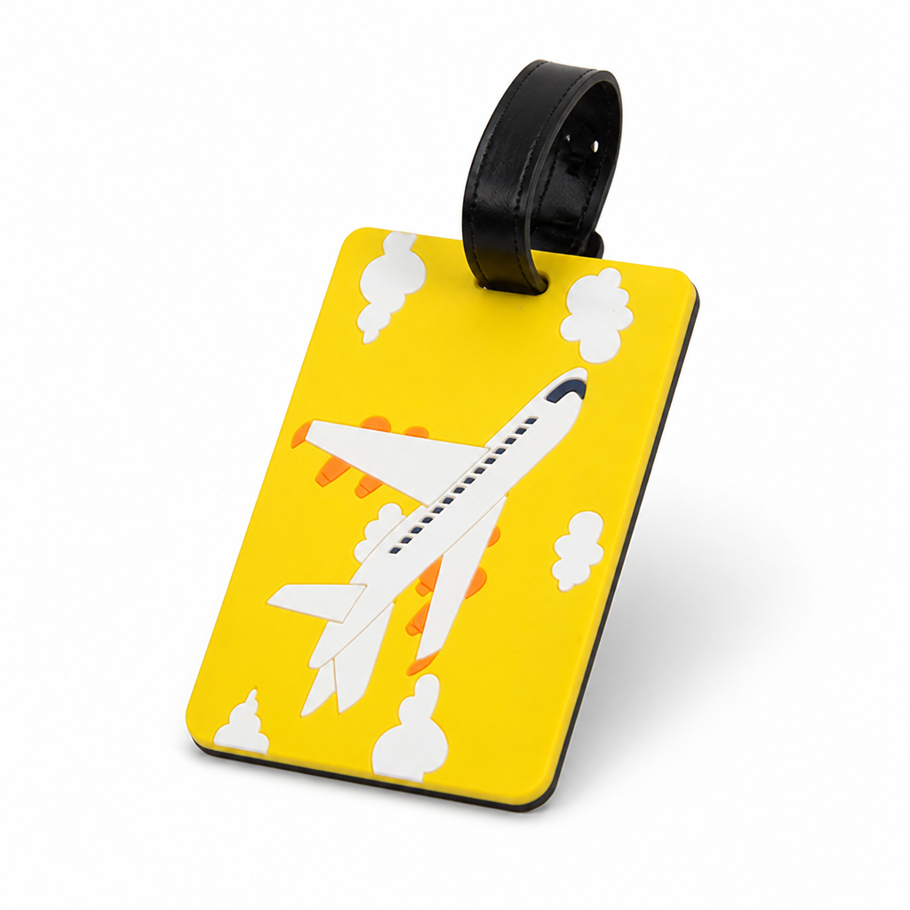 Weather-Resistant Bright Airplane Luggage Tag (Writable Back, Secure Strap)