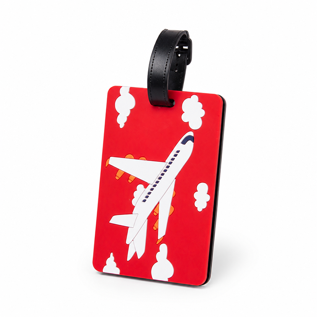 Weather-Resistant Bright Airplane Luggage Tag (Writable Back, Secure Strap)