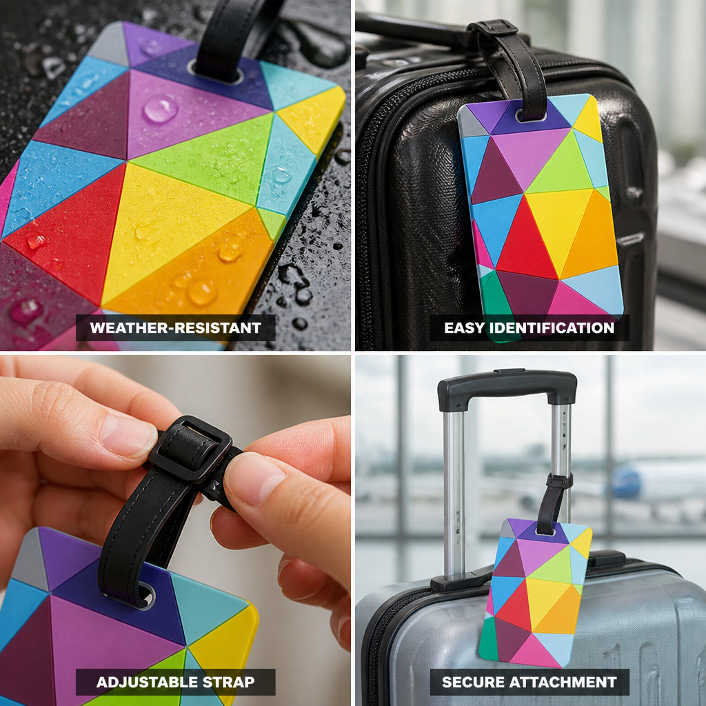 Weather-Resistant Geometric Luggage Tag (Adjustable Strap)