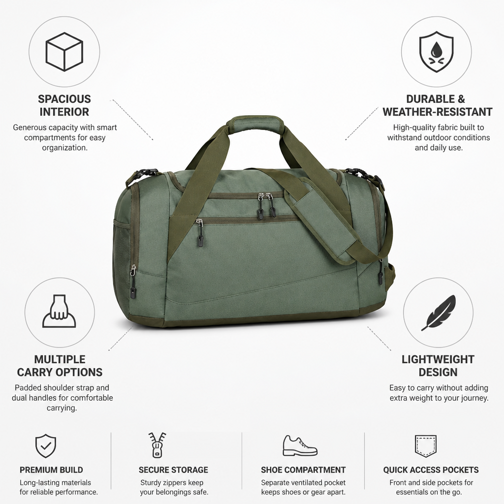 Weather-Resistant Large Capacity Duffel Bag