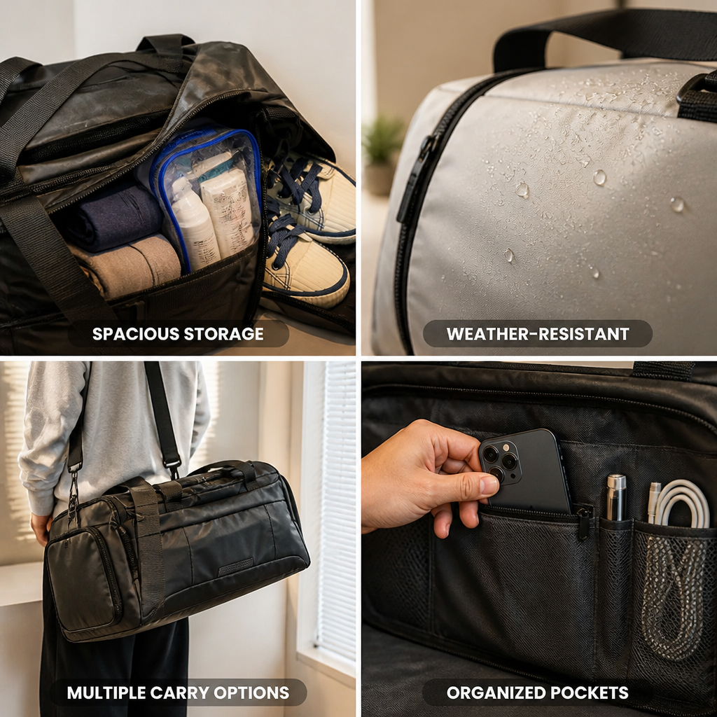 Weather-Resistant Multi-Compartment Duffle Bag