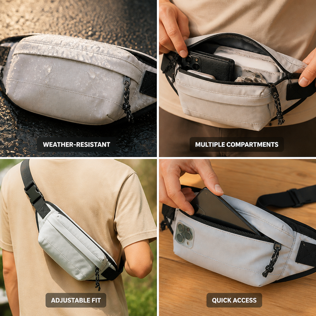 Weather-Resistant Multi-Compartment Fanny Pack