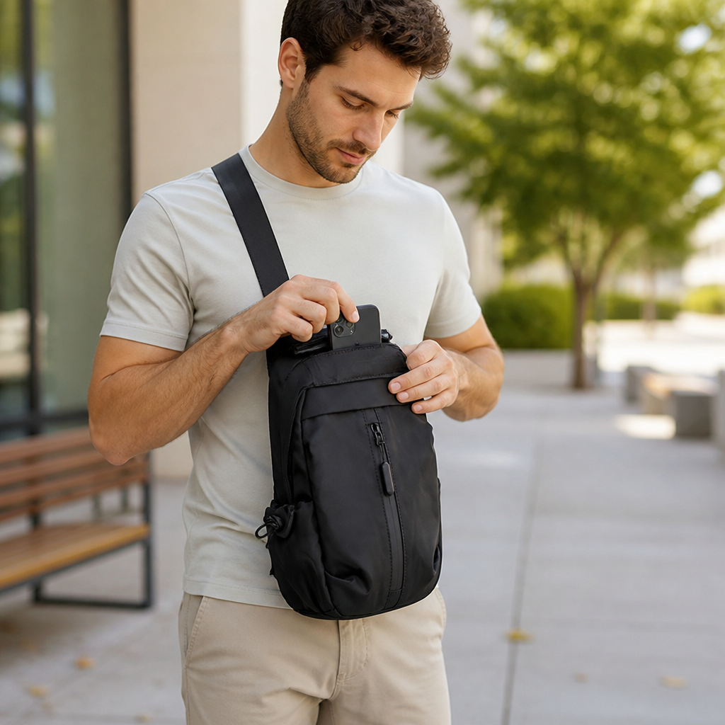 Weather-Resistant Multi-Pocket Crossbody Bag