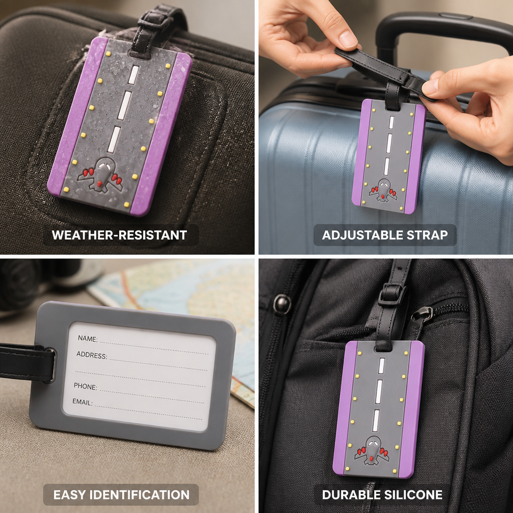 Weather-Resistant Silicone Luggage Tag (Adjustable Strap)