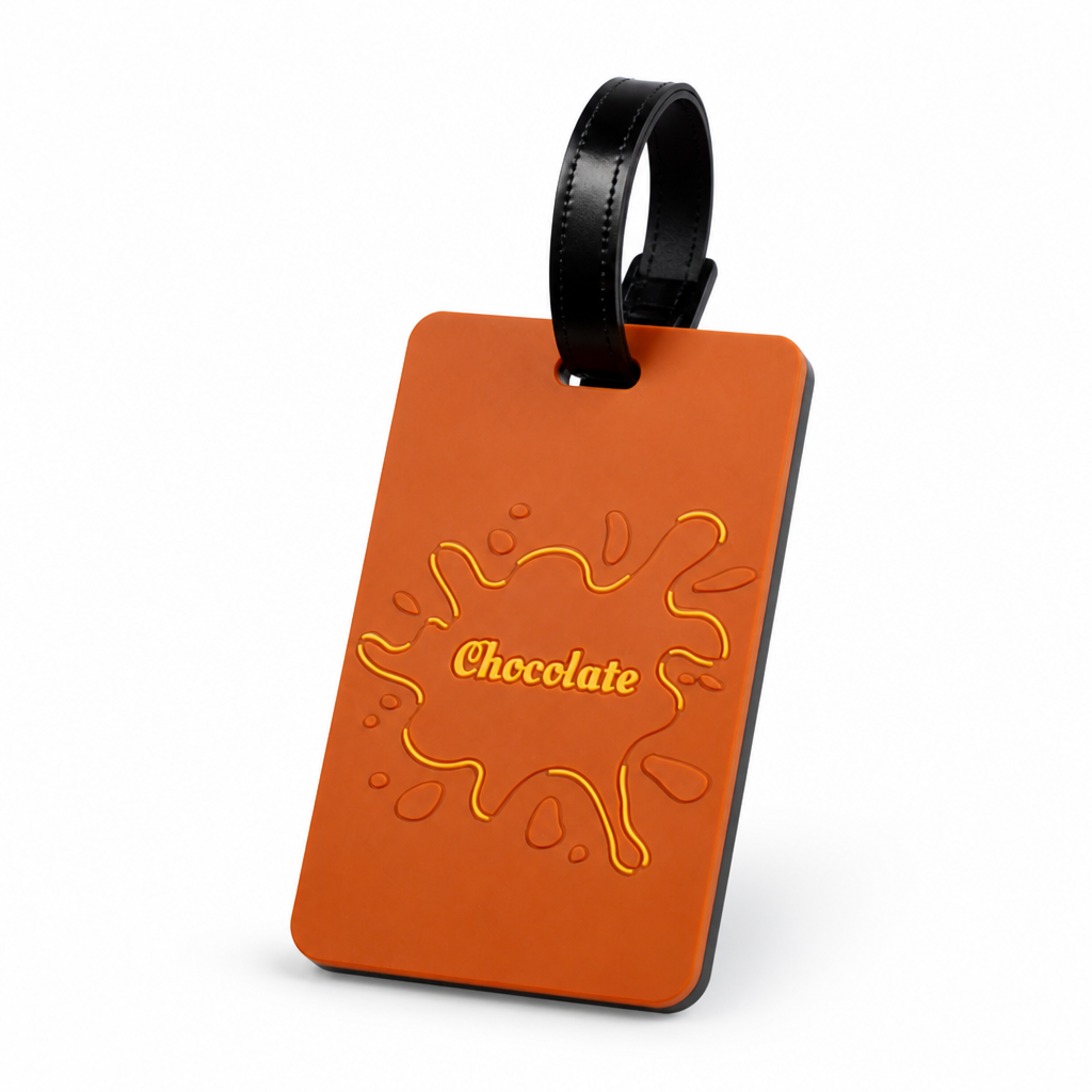 Weather-Resistant Silicone & Writable ID Luggage Tag (Chocolate Splash)