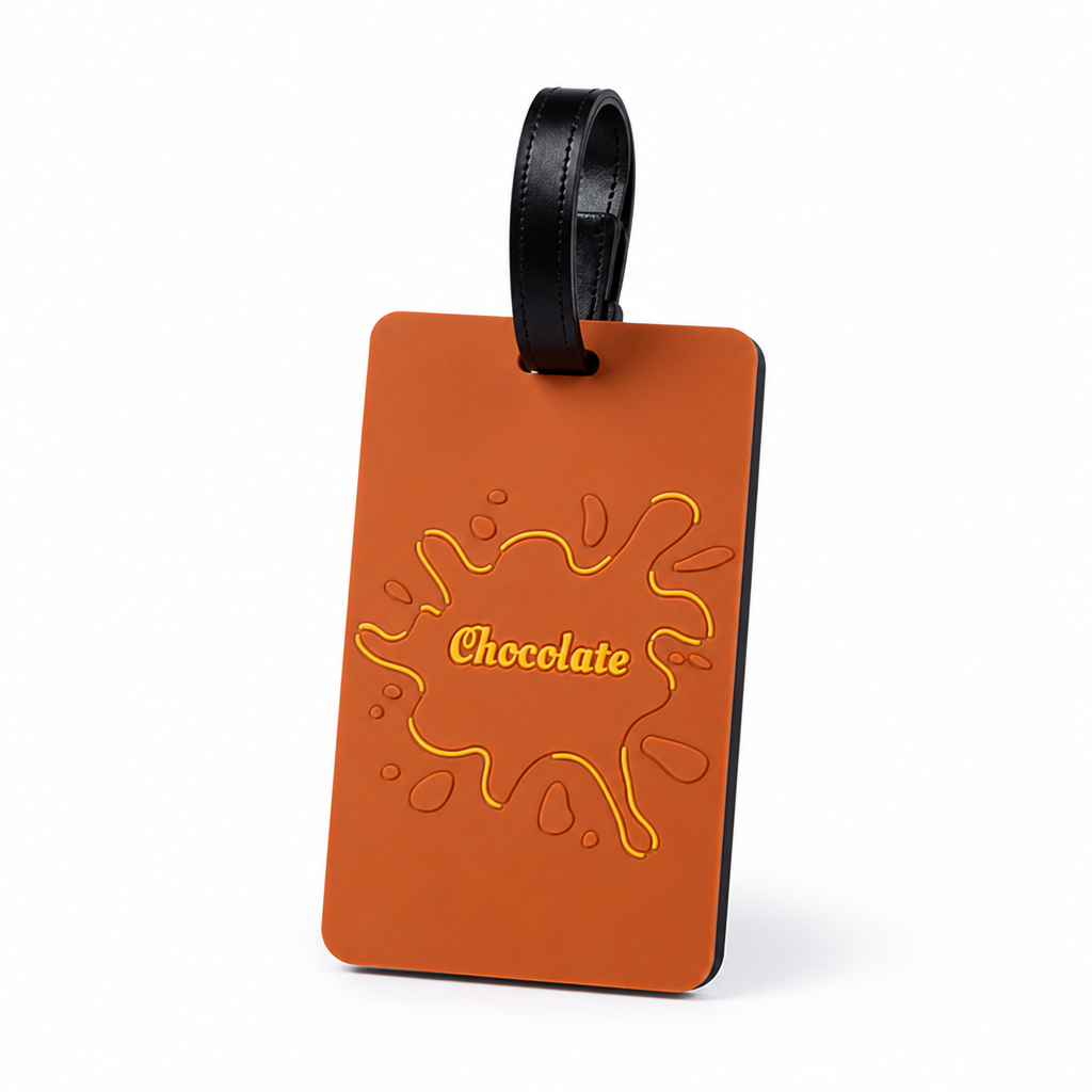 Weather-Resistant Silicone & Writable ID Luggage Tag (Chocolate Splash)