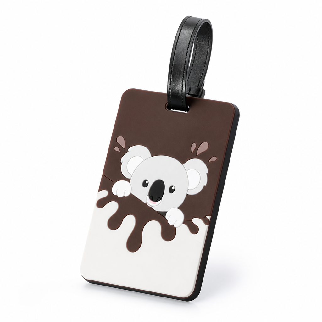 Weather-Resistant Silicone & Writable ID Luggage Tag (Chocolate Splash)