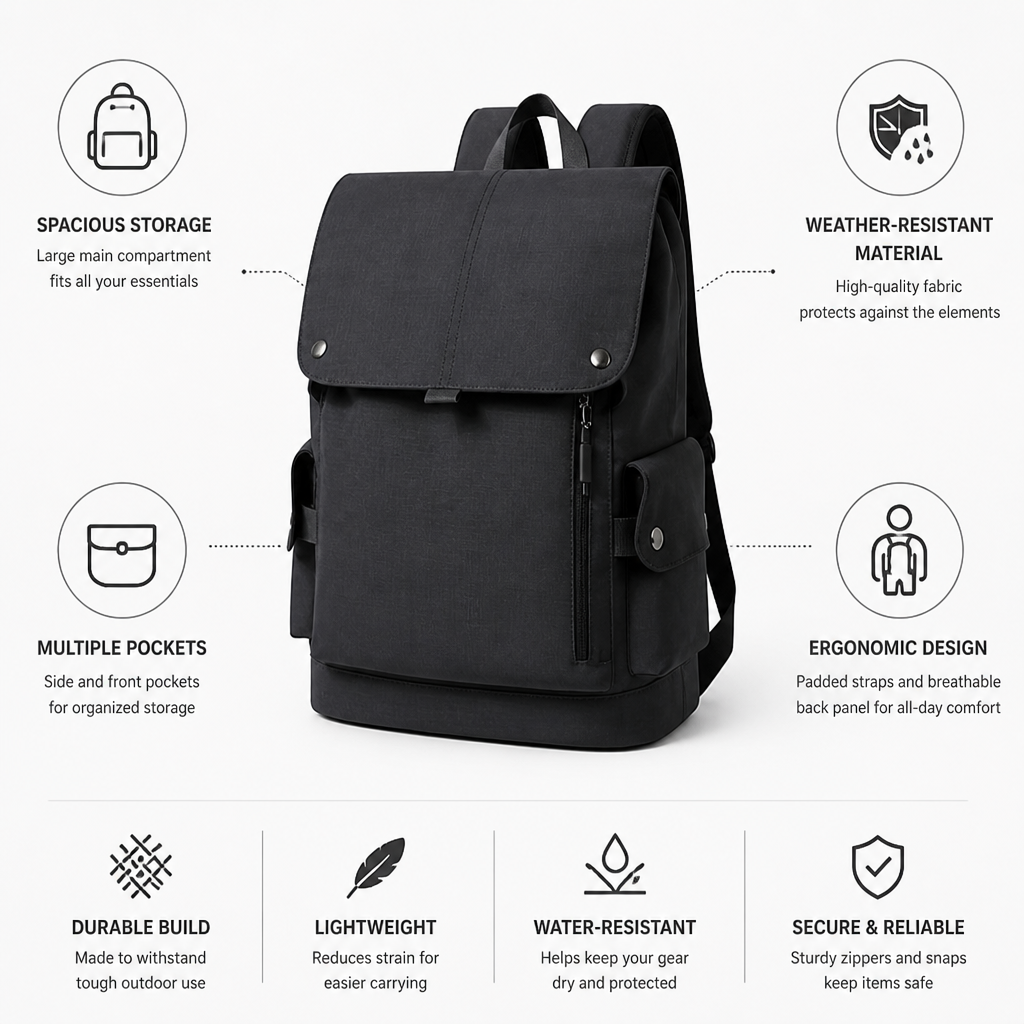 Weather-Resistant Spacious Ergonomic Outdoor Backpack
