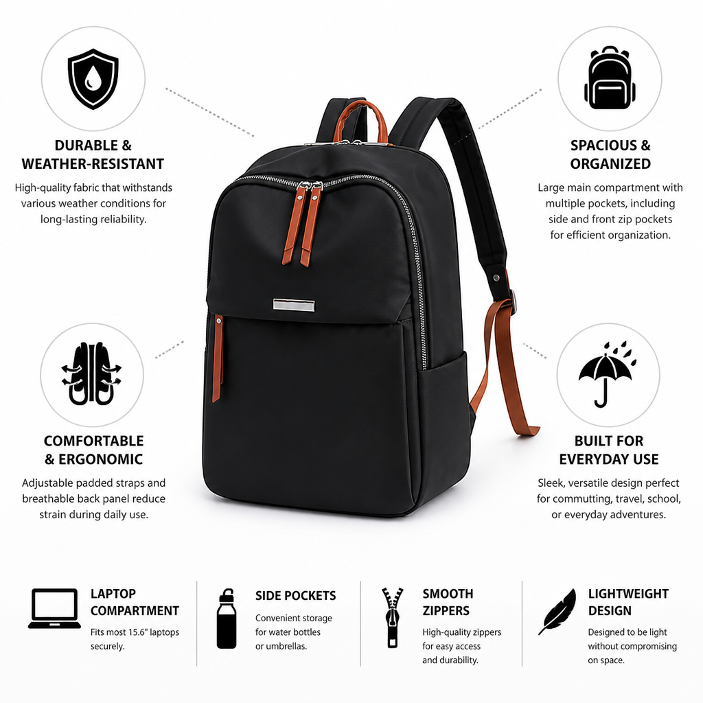 Weather-Resistant Spacious Laptop Backpack