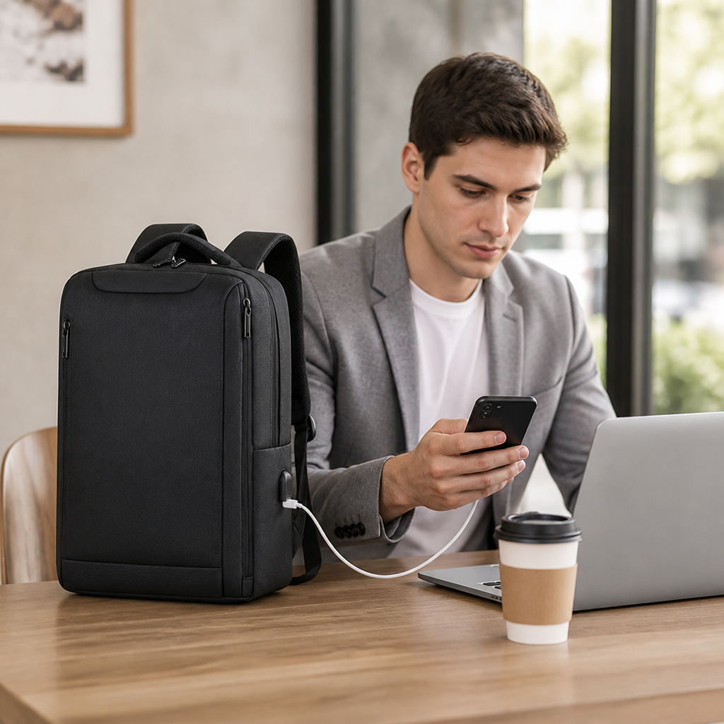 Weather-Resistant USB Charging Commuter Backpack (Fits 15.6-Inch Laptop)