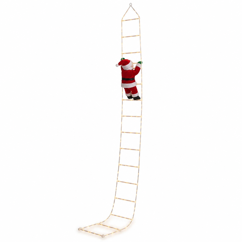 Weatherproof Warm White LED Climbing Santa Decoration