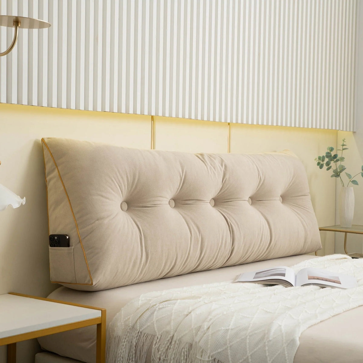 Wedge Pillow Angled Support Side Pocket Removable Polyester Cover