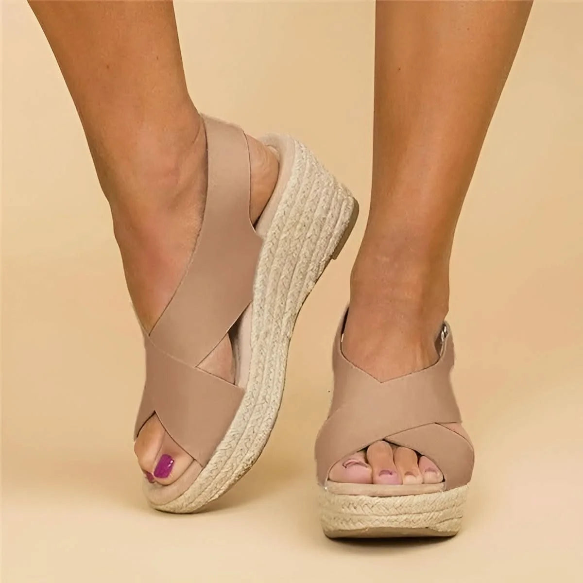 Wedge Sandals Genuine Leather Orthopedic Footbed Adjustable Straps