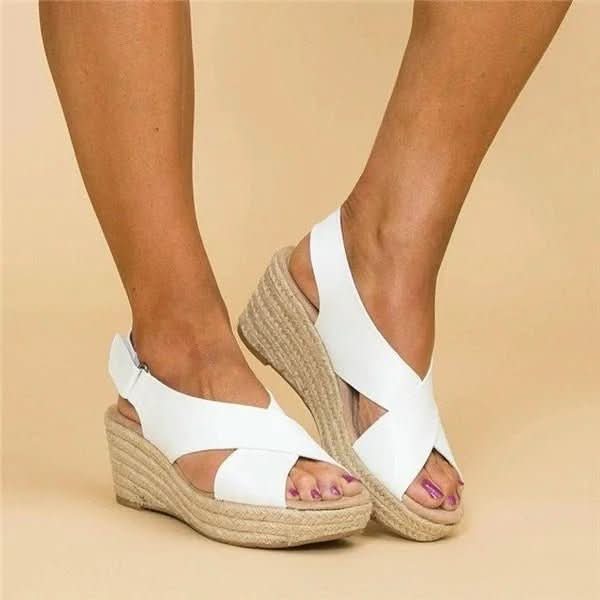 Wedge Sandals Genuine Leather Orthopedic Footbed Adjustable Straps