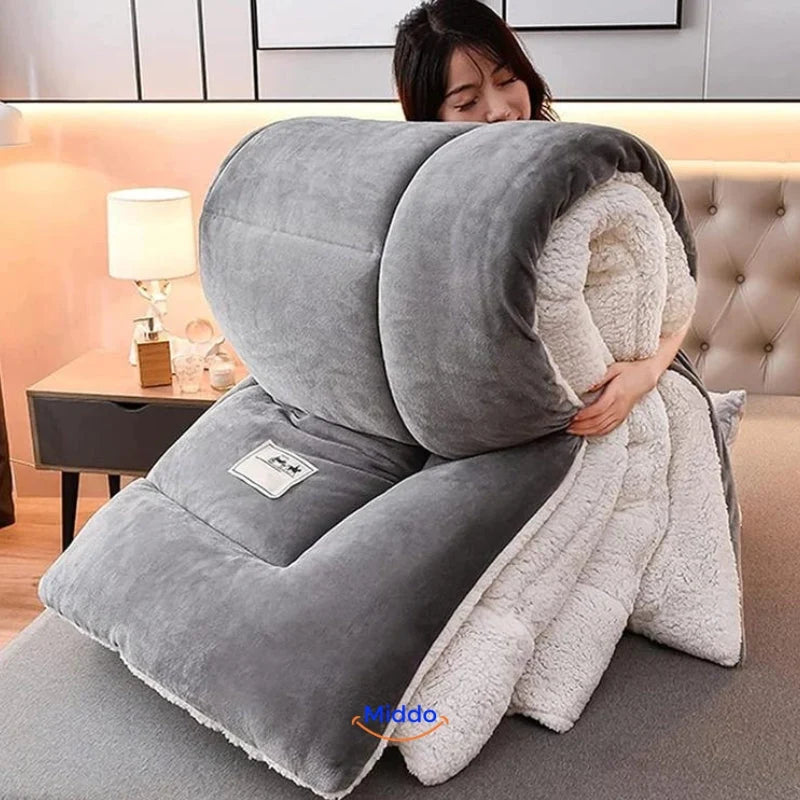 Weighted Blanket Wool-Filled Velvet Cover Reversible Comfort