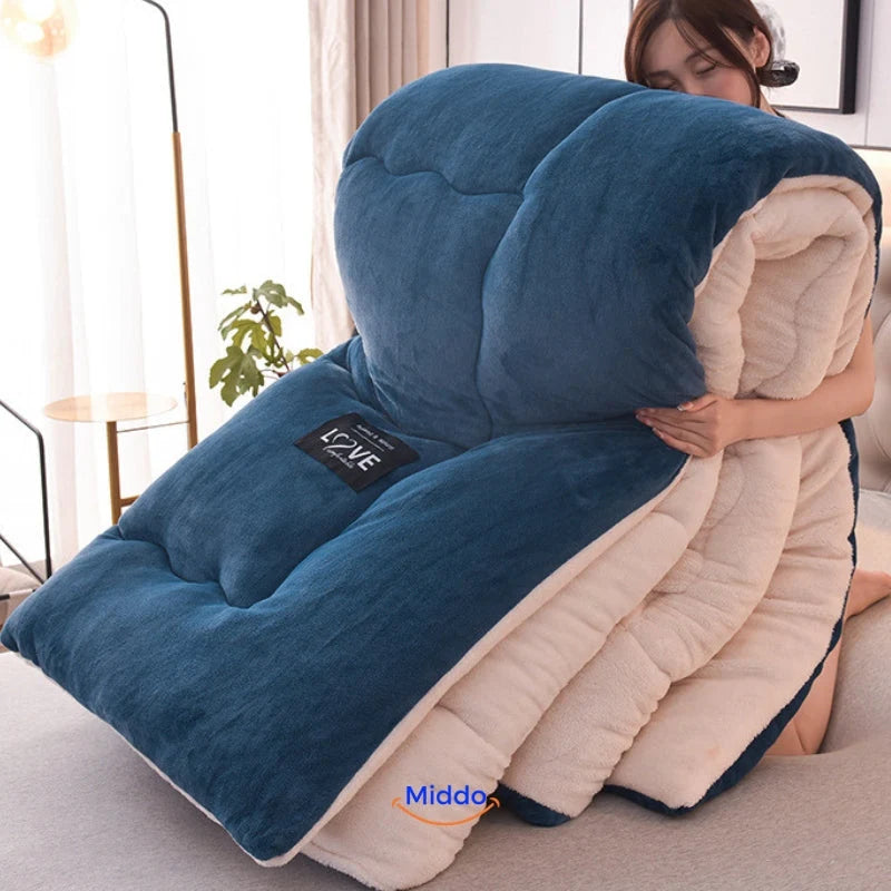 Weighted Blanket Wool-Filled Velvet Cover Reversible Comfort