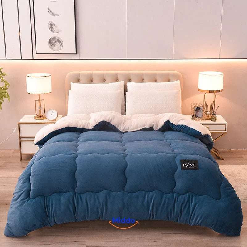 Weighted Blanket Wool-Filled Velvet Cover Reversible Comfort
