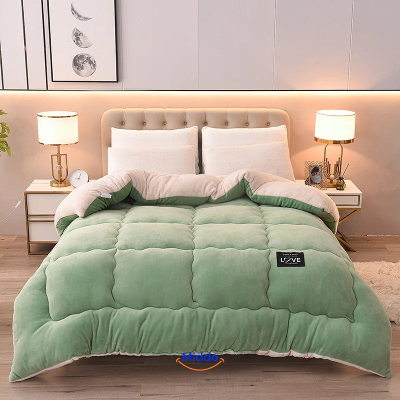 Weighted Blanket Wool-Filled Velvet Cover Reversible Comfort
