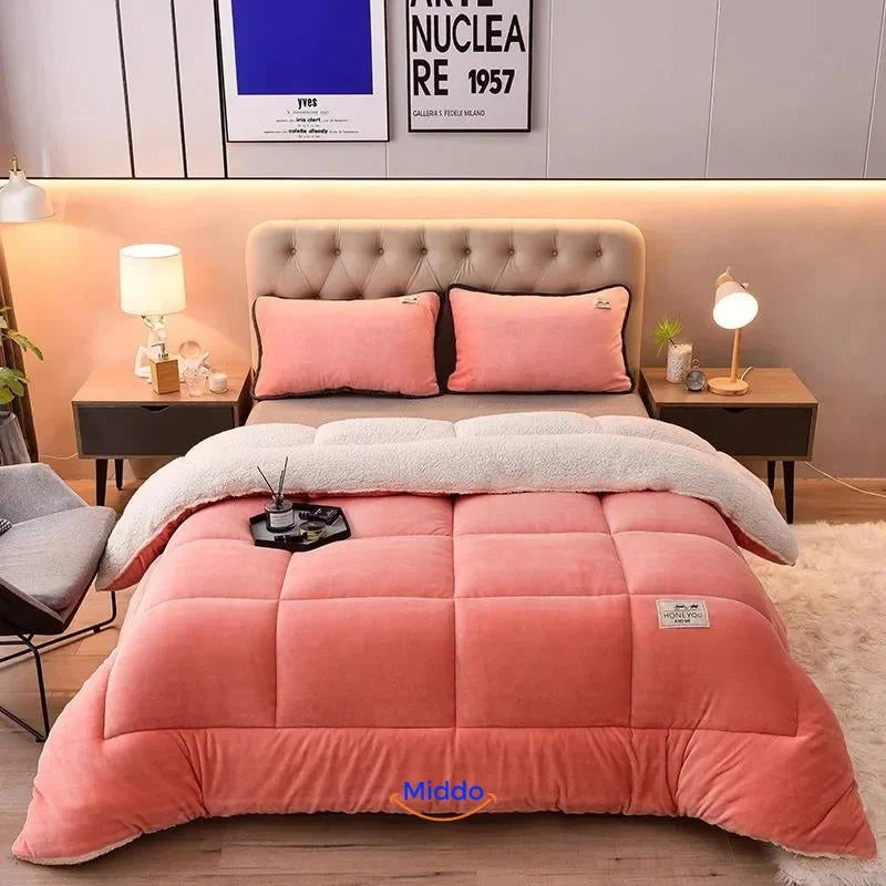 Weighted Blanket Wool-Filled Velvet Cover Reversible Comfort