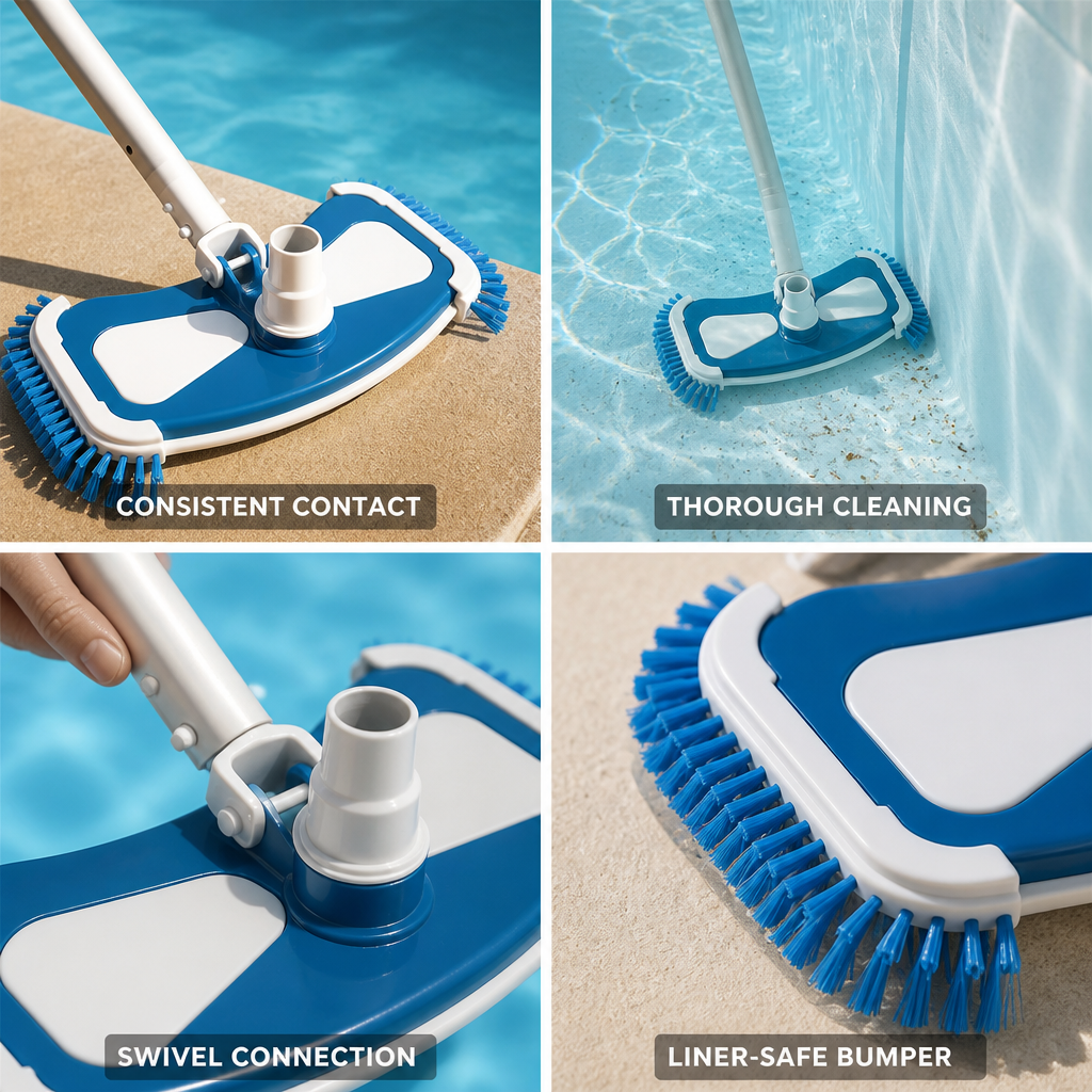 Weighted Nylon-Bristle Soft-Bumper Pool Vacuum Head (12 In)