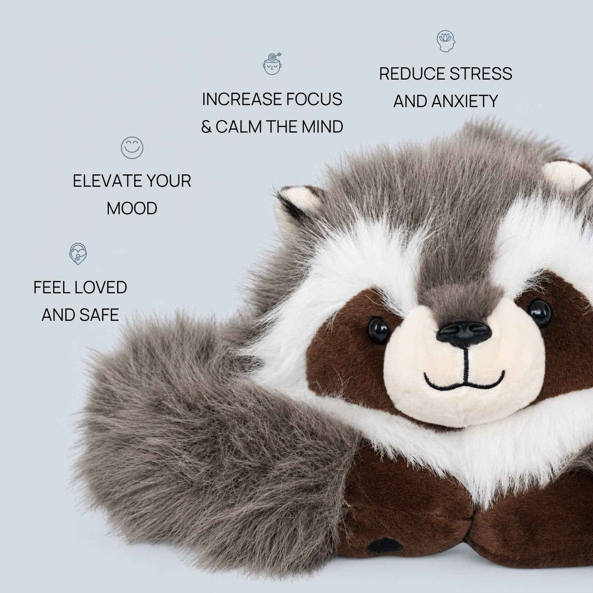 Weighted Raccoon Plush Extra-Long Hugging Arms for Comfort