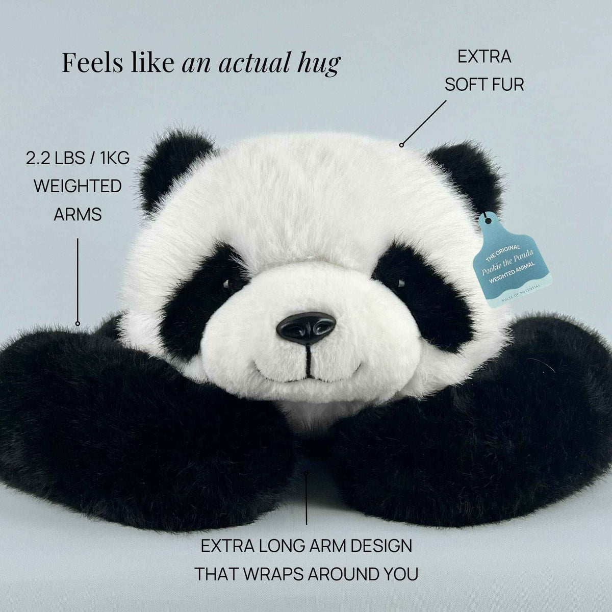 Weighted Stuffed Panda Extra-Long Hugging Arms 2.2 or 5.5 lb
