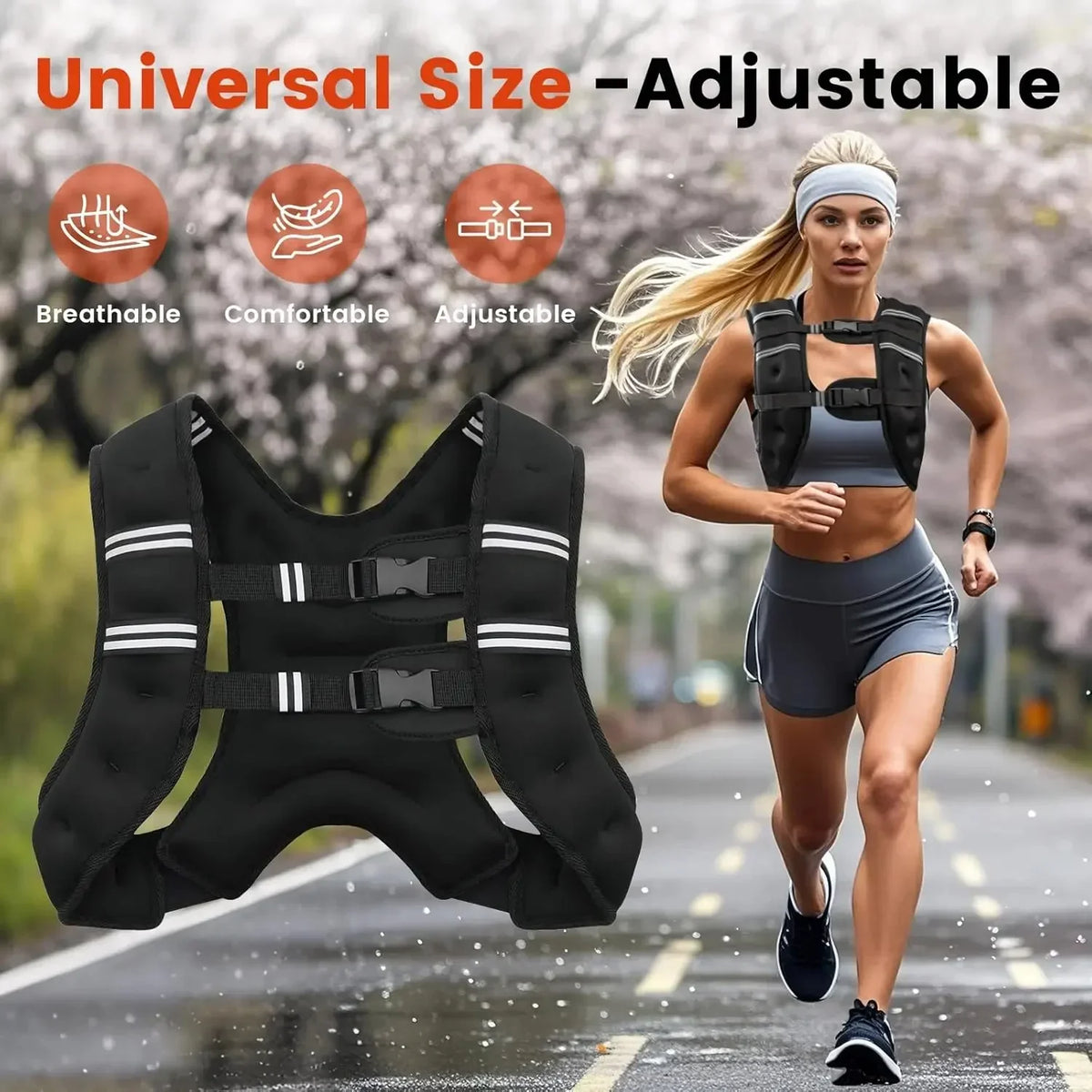 Weighted Vest Adjustable Fit & Even Weight Distribution