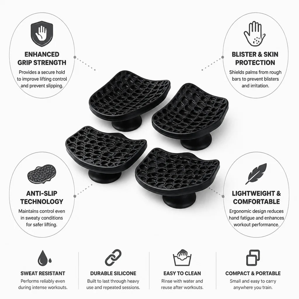 Weightlifting Grips Silicone Anti-Slip Two Pairs