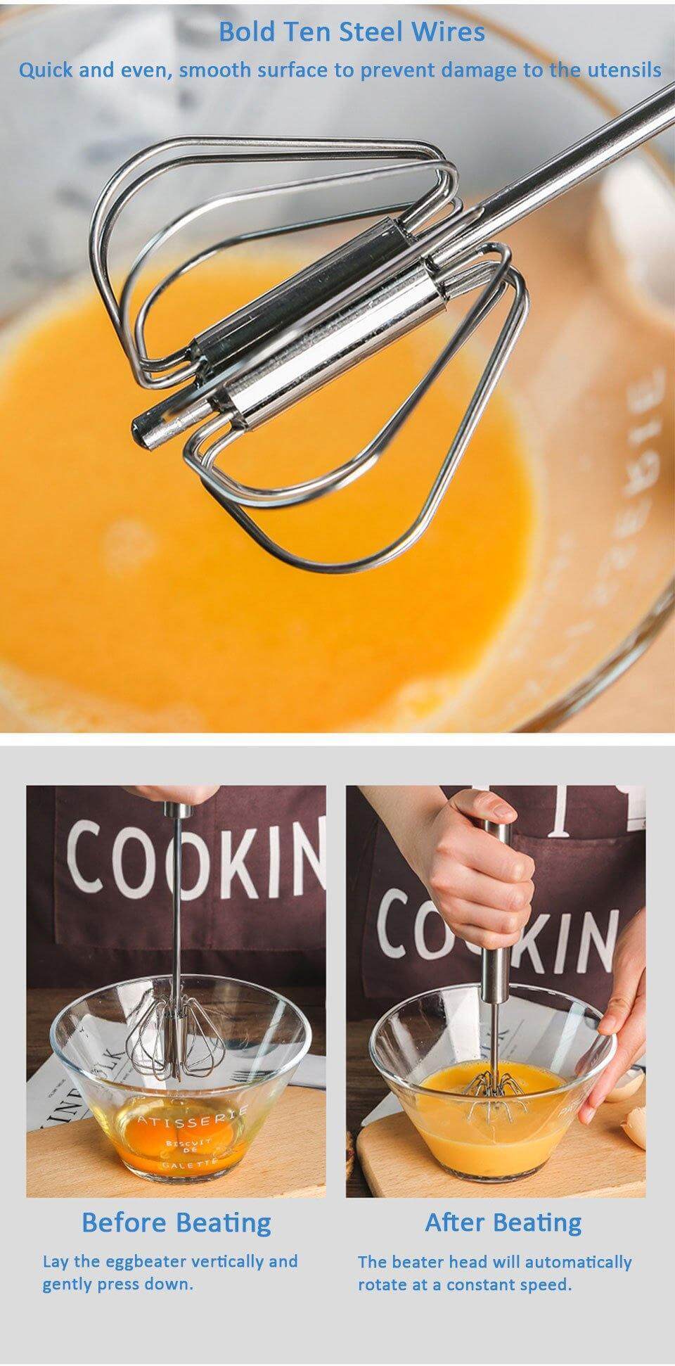Whisk 430 Stainless Steel Non-Slip Handle, Non-Scratch Wires