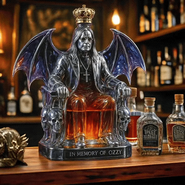 Whiskey Bottle Gothic Bat Wing Lead-Free Glass