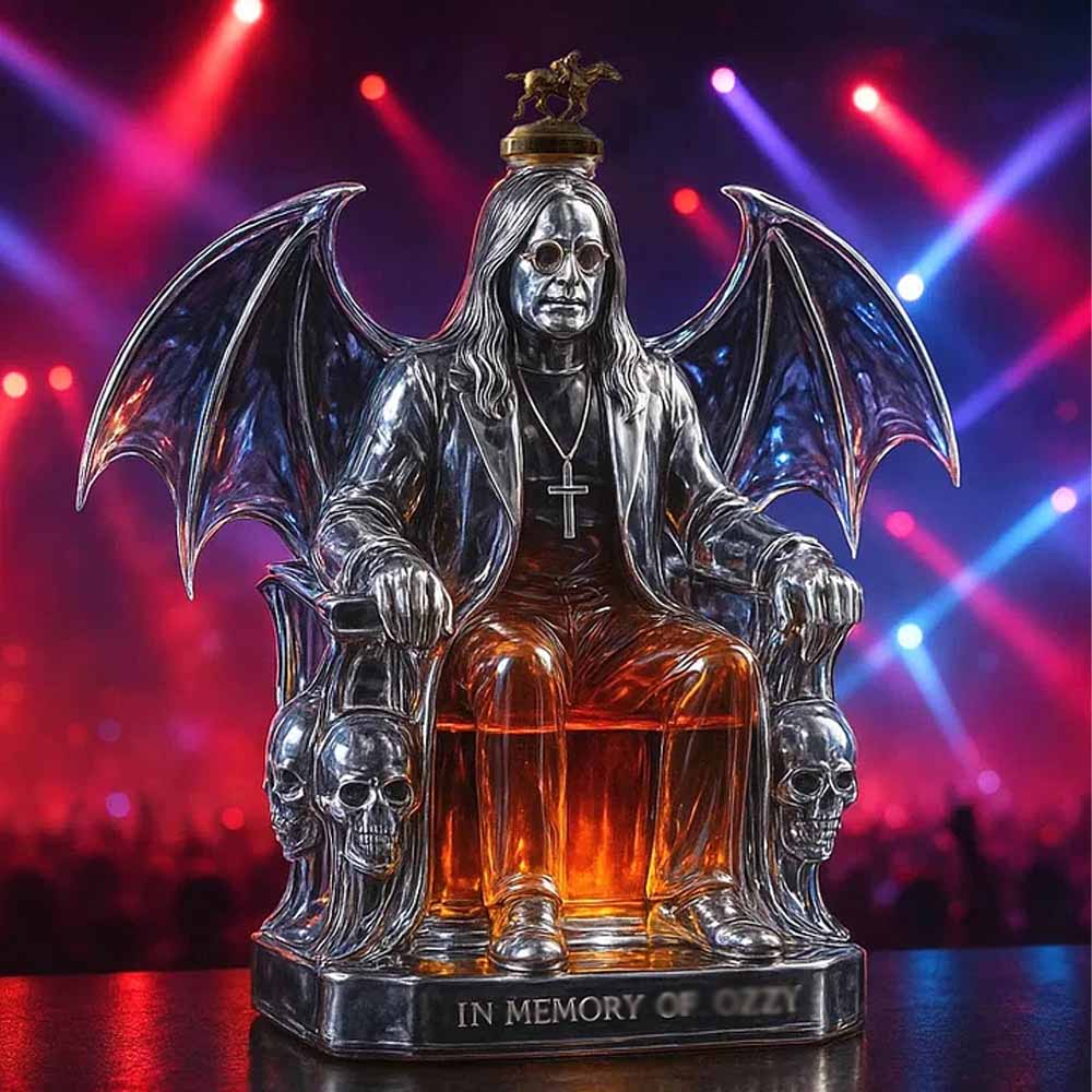 Whiskey Bottle Gothic Bat Wing Lead-Free Glass