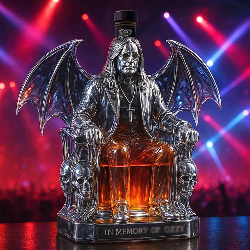 Whiskey Bottle Gothic Bat Wing Lead-Free Glass