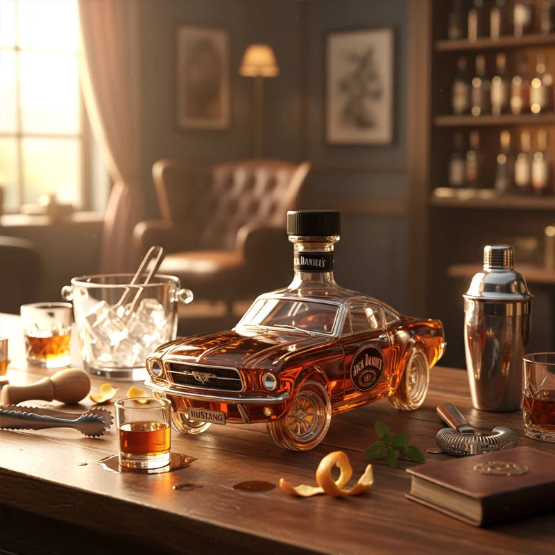 Whiskey Bottle Horse-Inspired Decorative Design