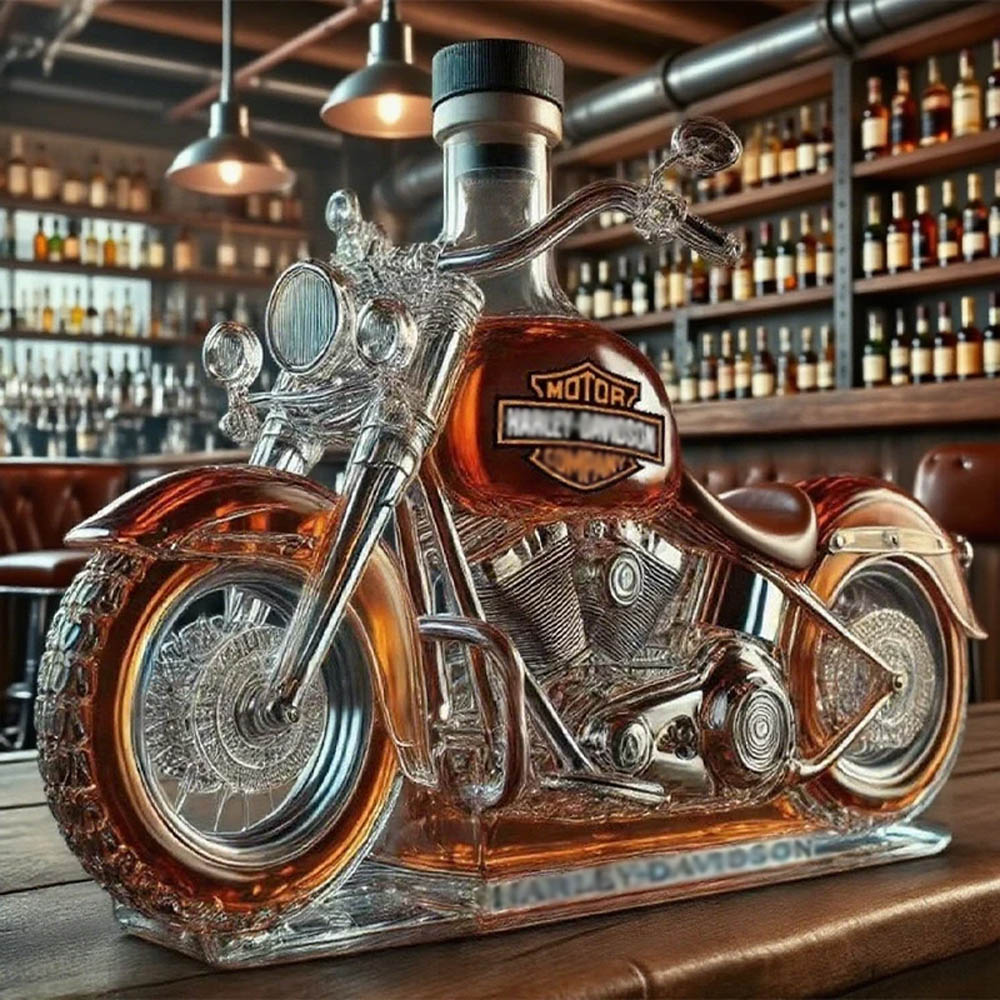 Whiskey Bottle Motorcycle-Shaped Lead-Free Glass