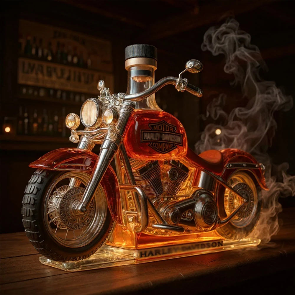 Whiskey Bottle Motorcycle-Shaped Lead-Free Glass