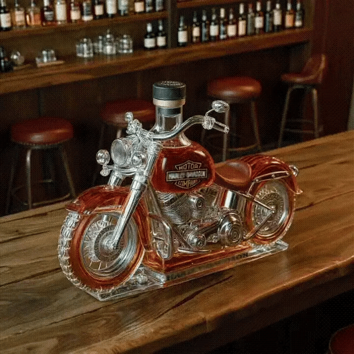 Whiskey Bottle Motorcycle-Shaped Lead-Free Glass