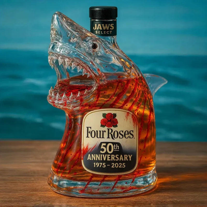 Whiskey Bottle Shark Head Design Lead-Free Glass