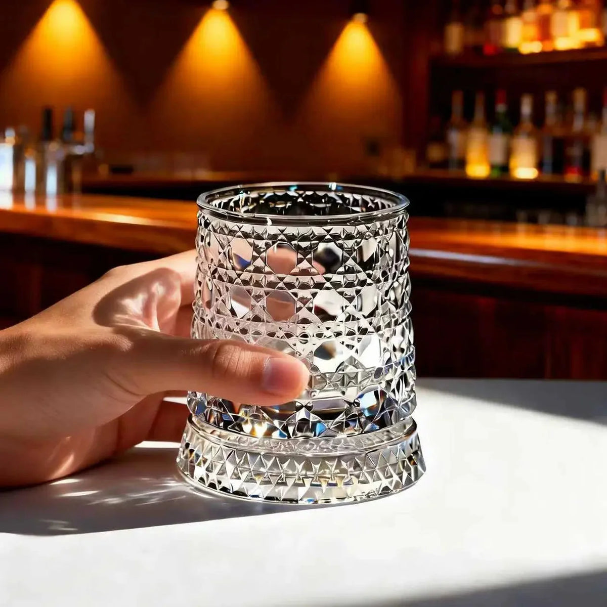 Whiskey Glass Crystal Self-Rotating Design